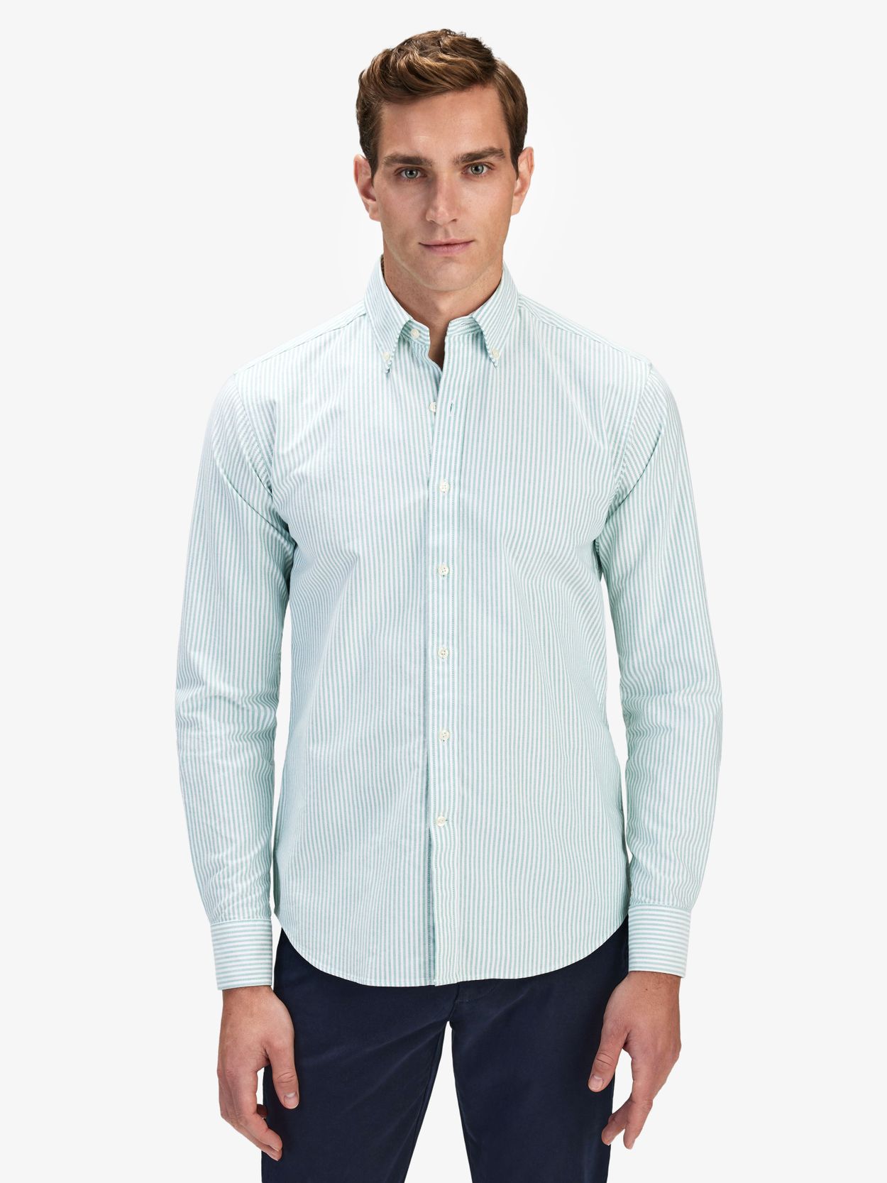 Green Striped Oxford Shirt