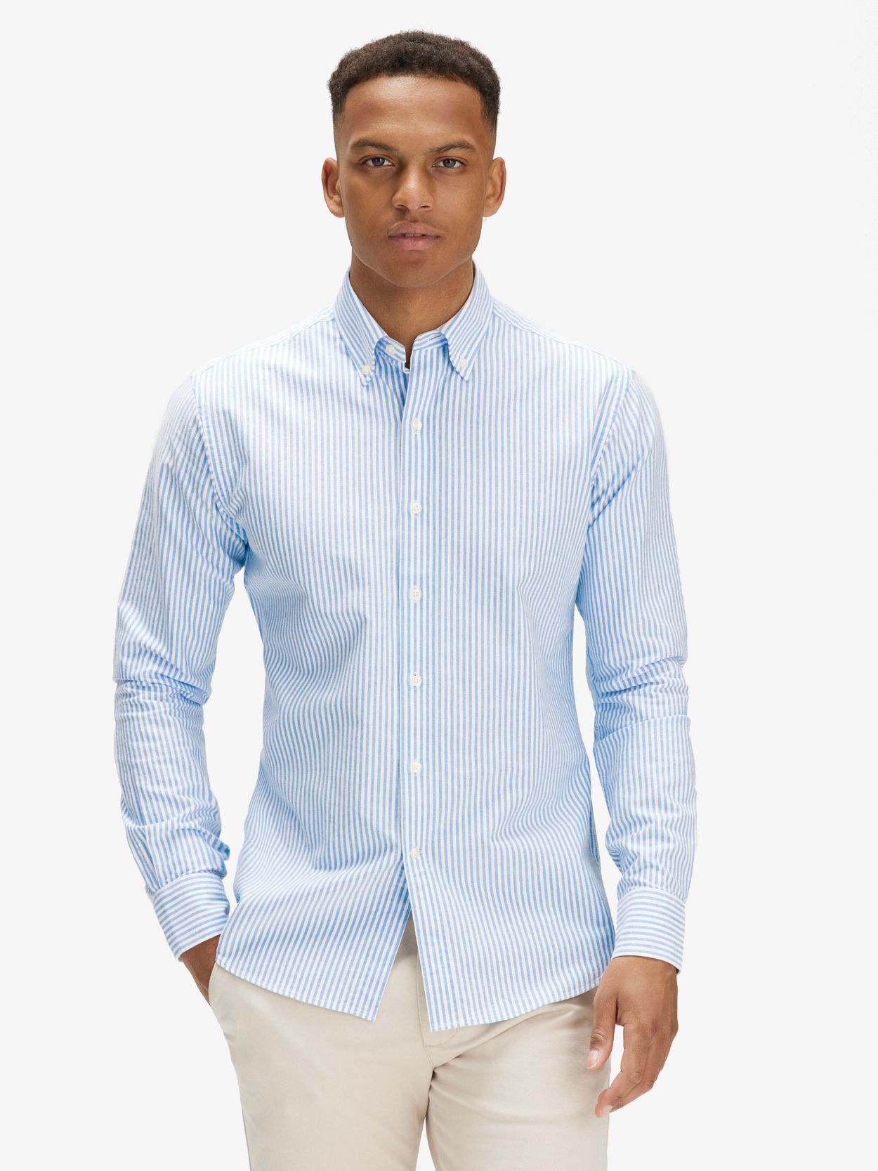 Chemise Oxford Rayée Bleue