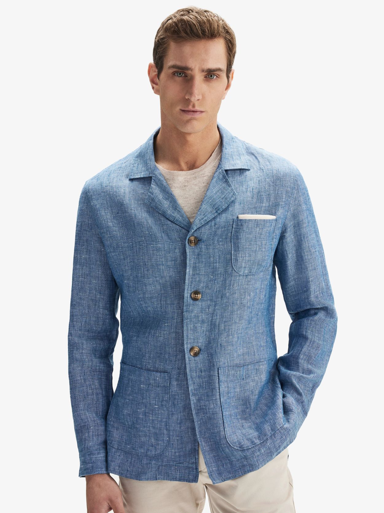 Blue Linen Shirt Jacket