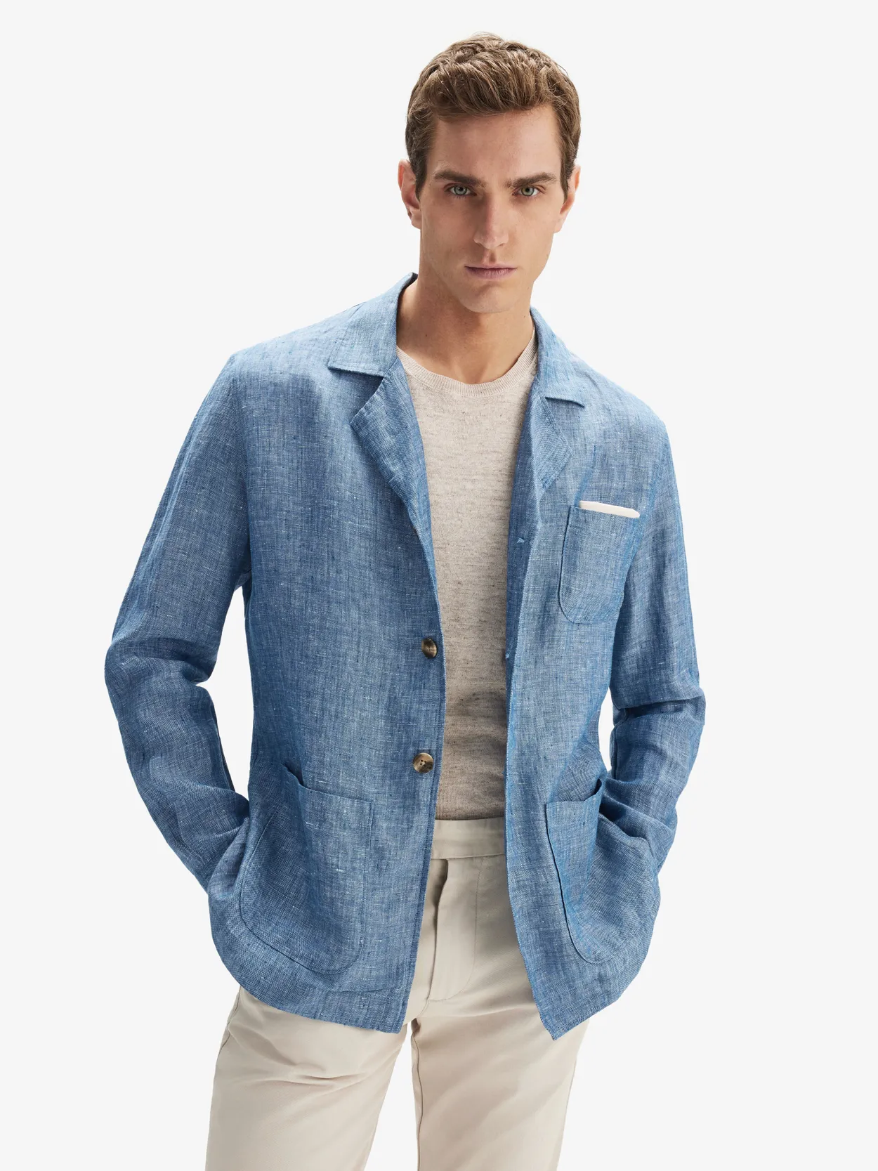 Blue Linen Shirt Jacket
