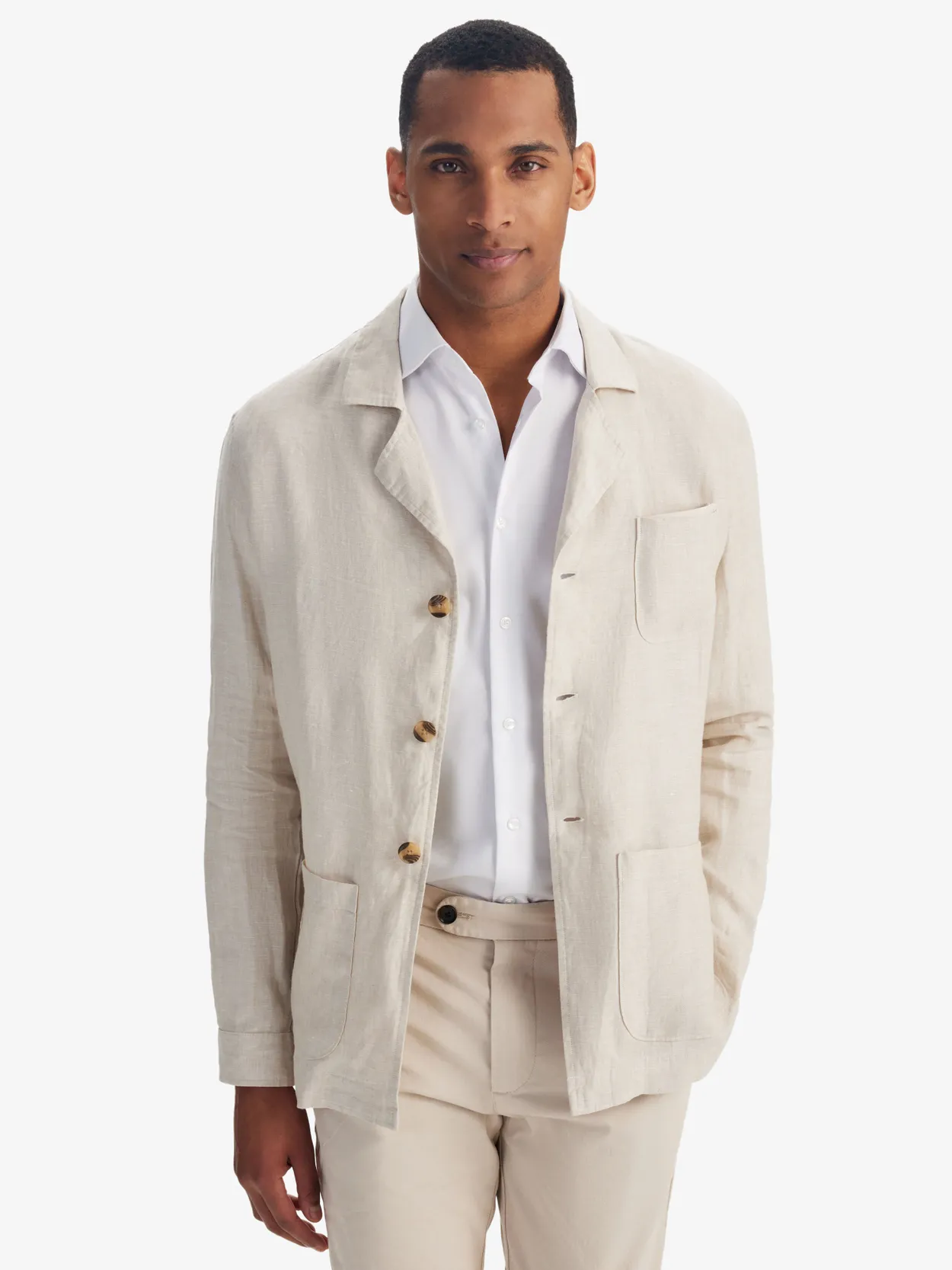 Beige linen clearance coat