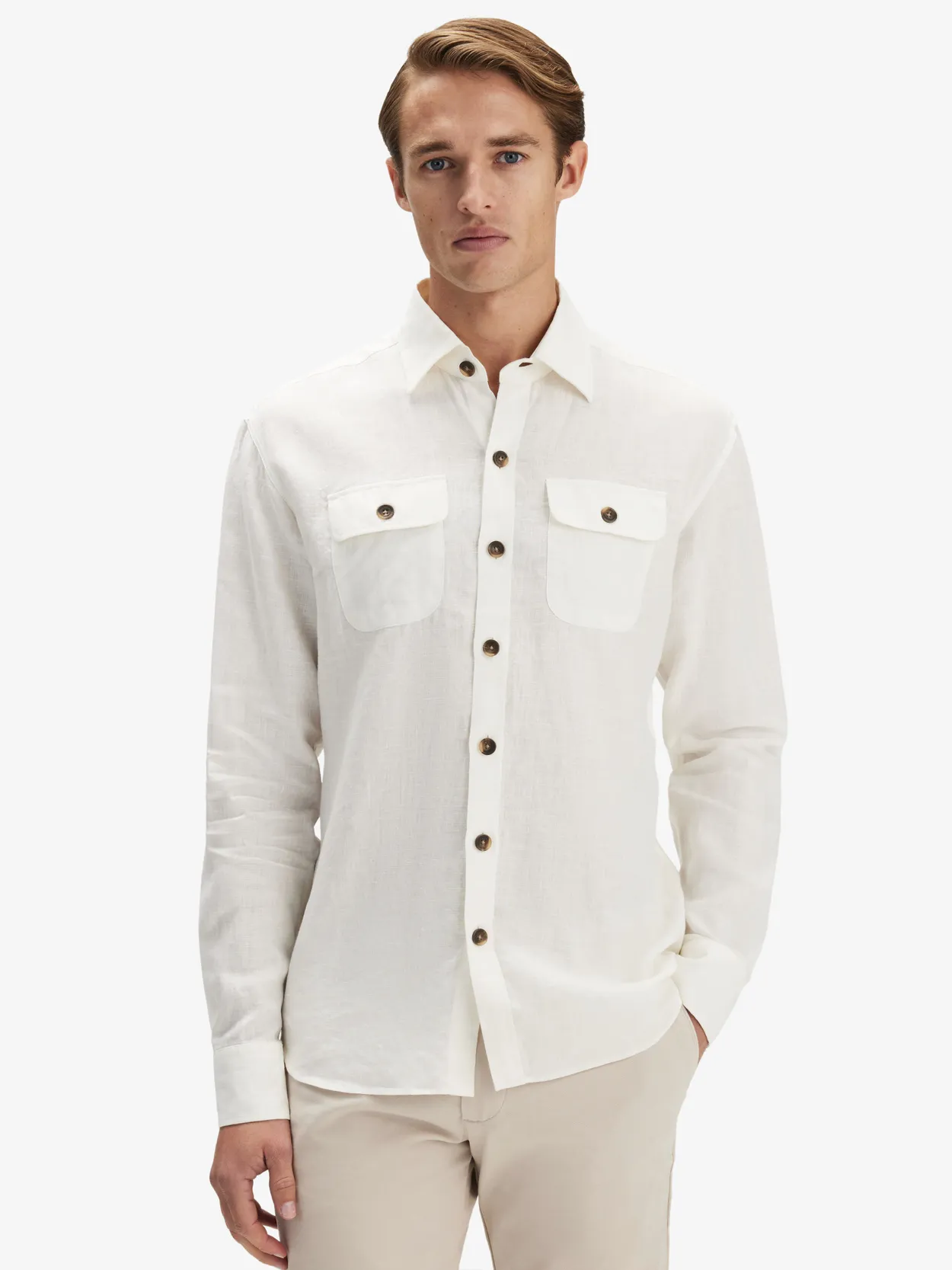 Off White Linen Overshirt