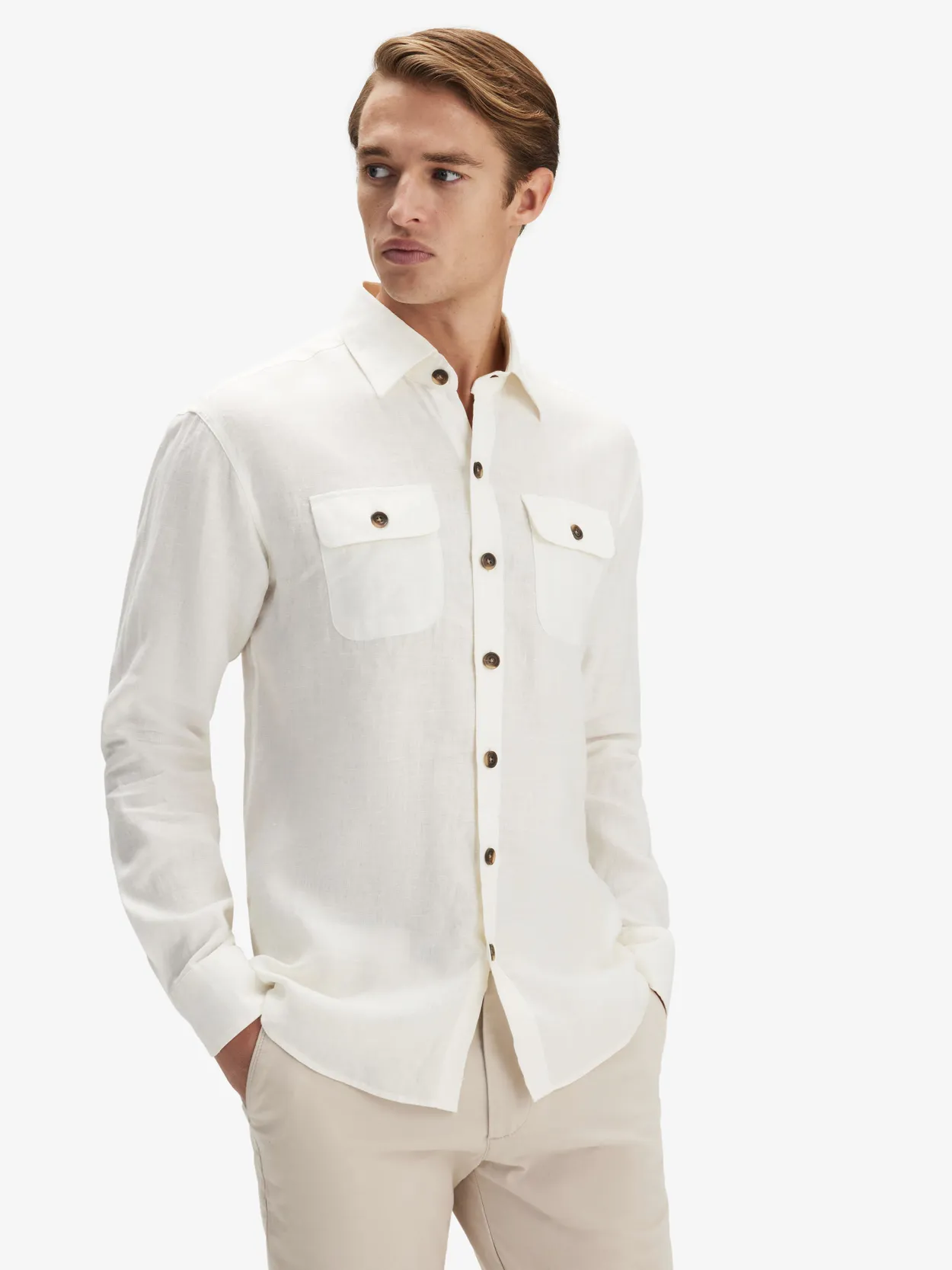 Off White Linen Overshirt