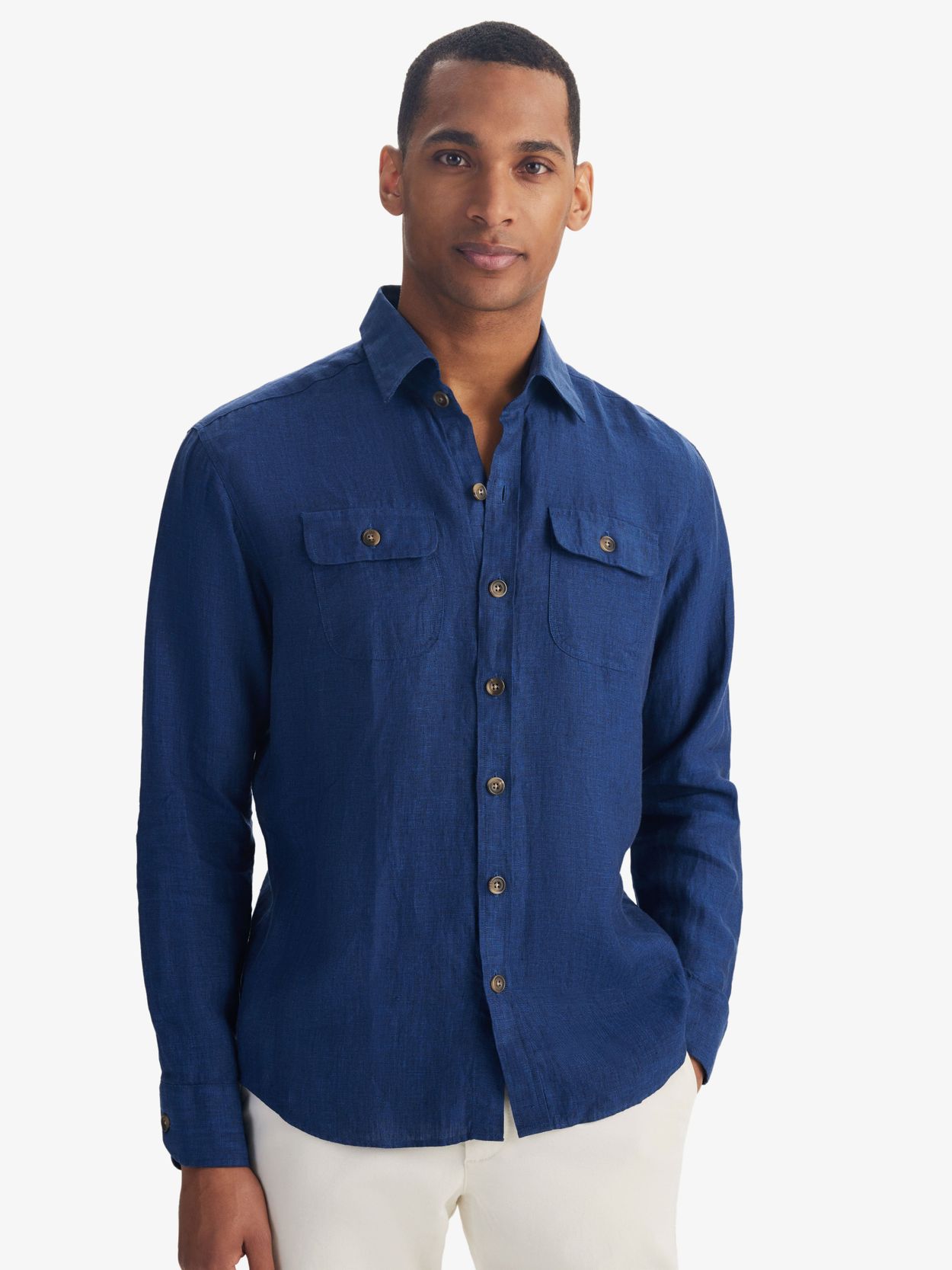 Blaues Leinen-Overshirt