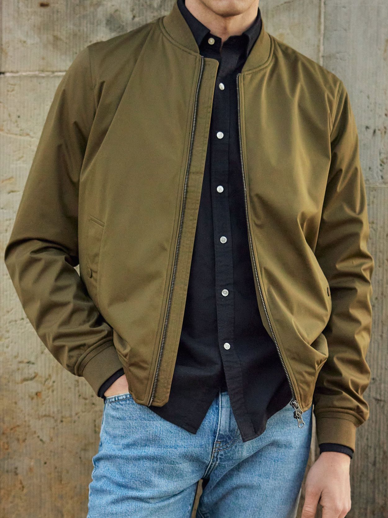 Olive drab bomber on sale jacket