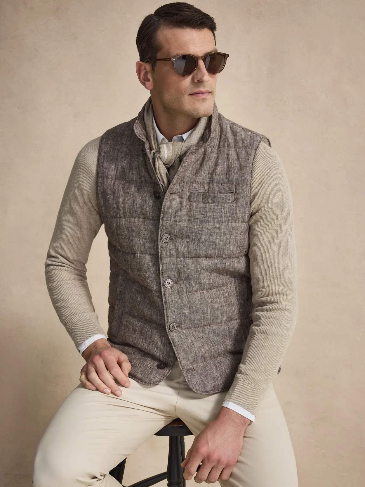 Beige Linen Vest