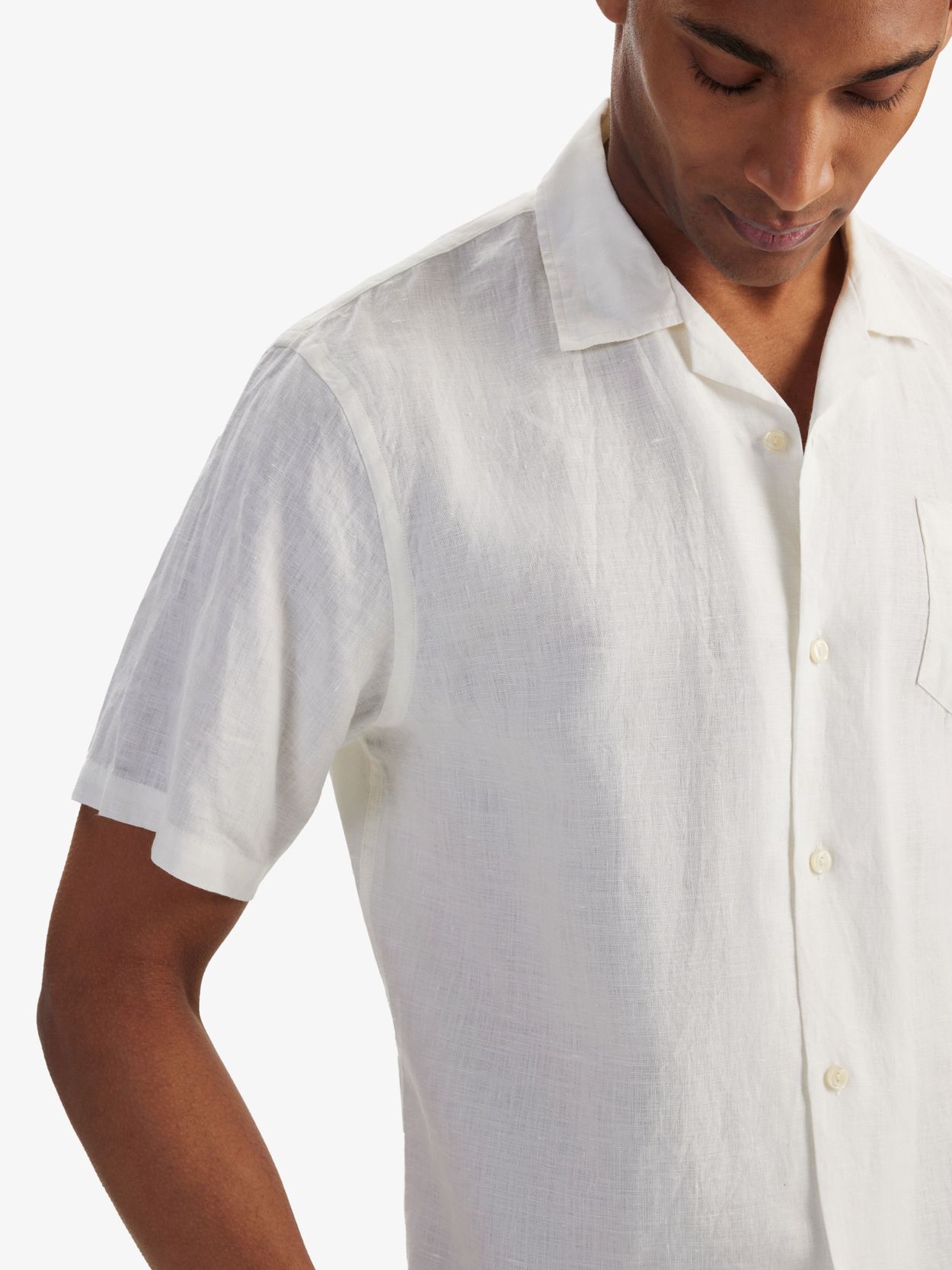 White polo best sale linen shirt