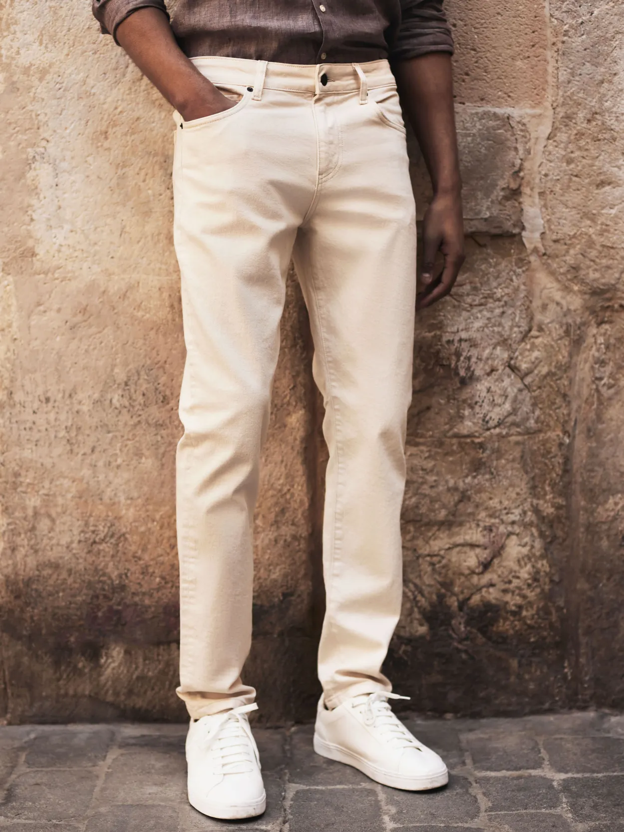 Jean skinny online beige