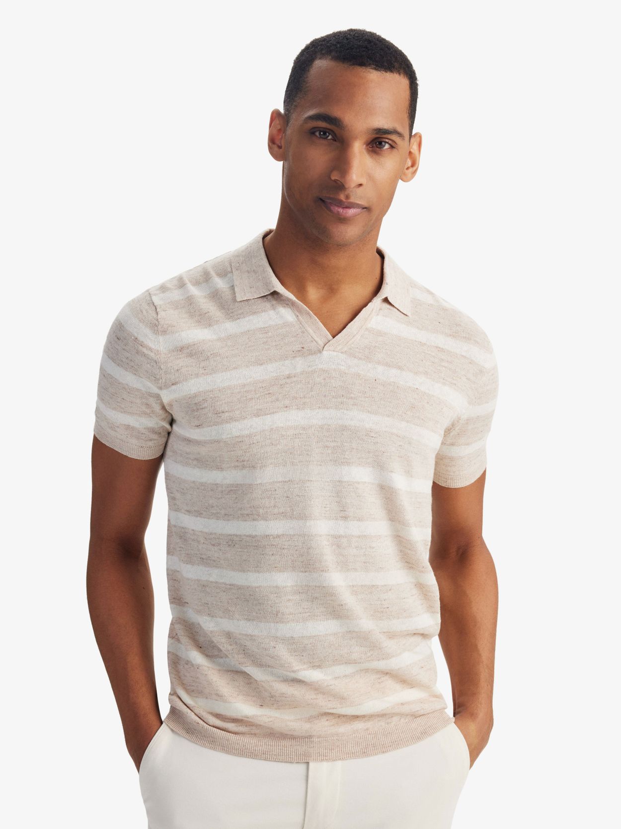 Polo T-shirt en lin beige