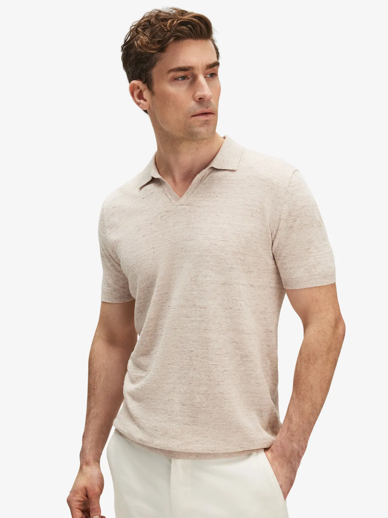 Beige Linen Polo T-shirt