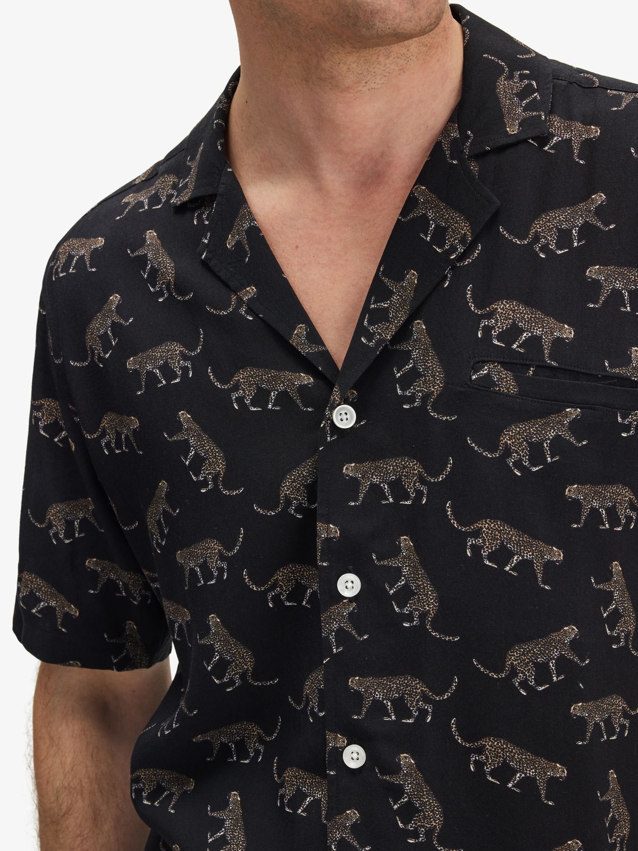 Leopard Print Denim Overshirt Black
