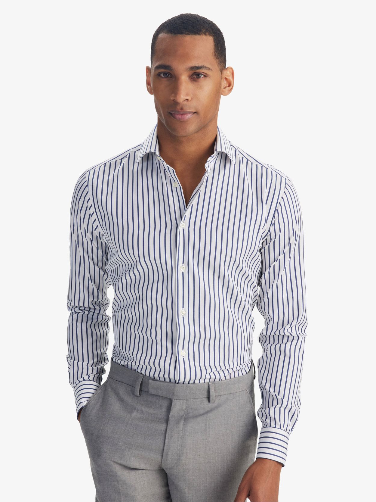 blue white striped mens shirt