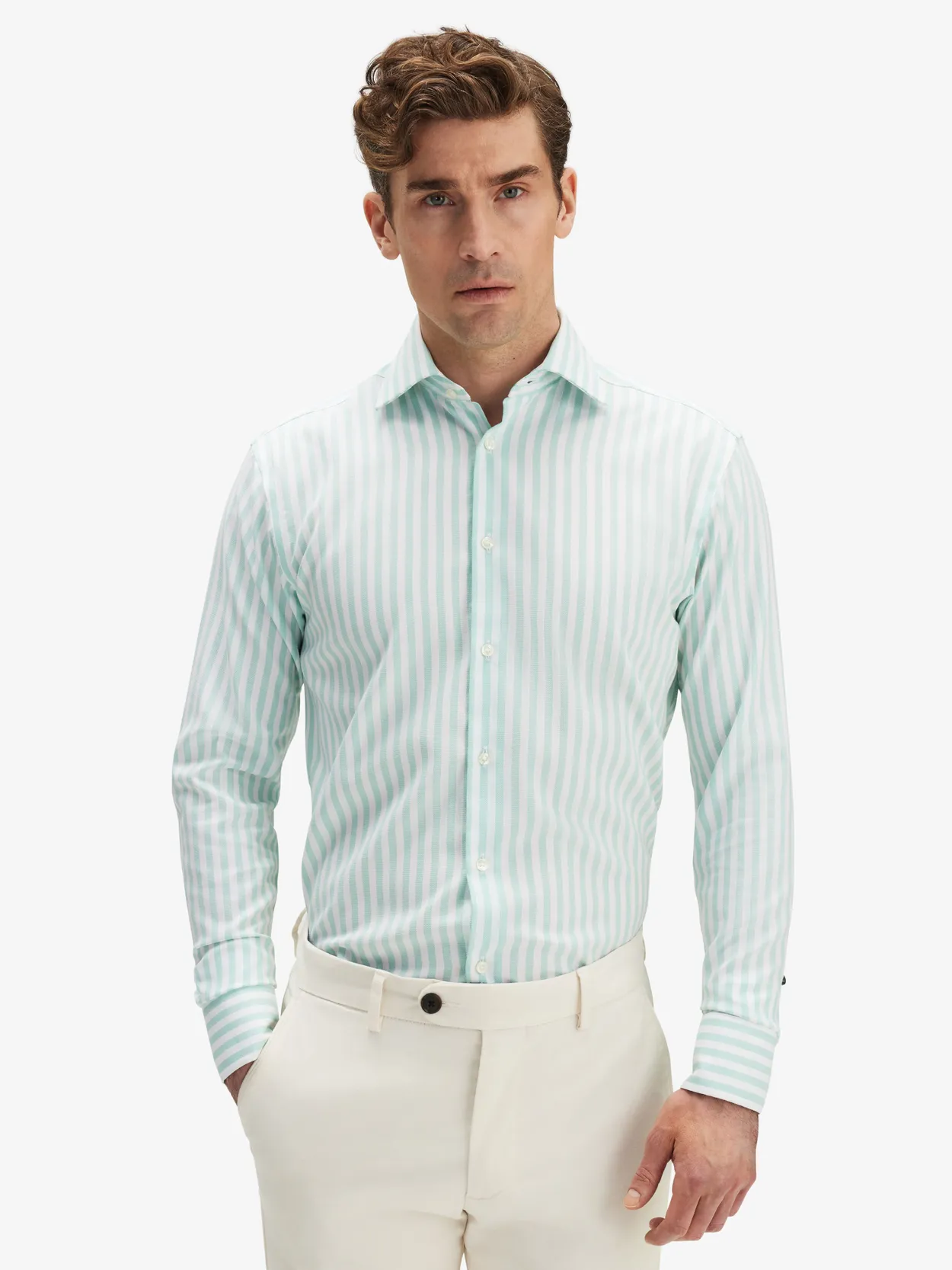 Green striped button up 2024 shirt