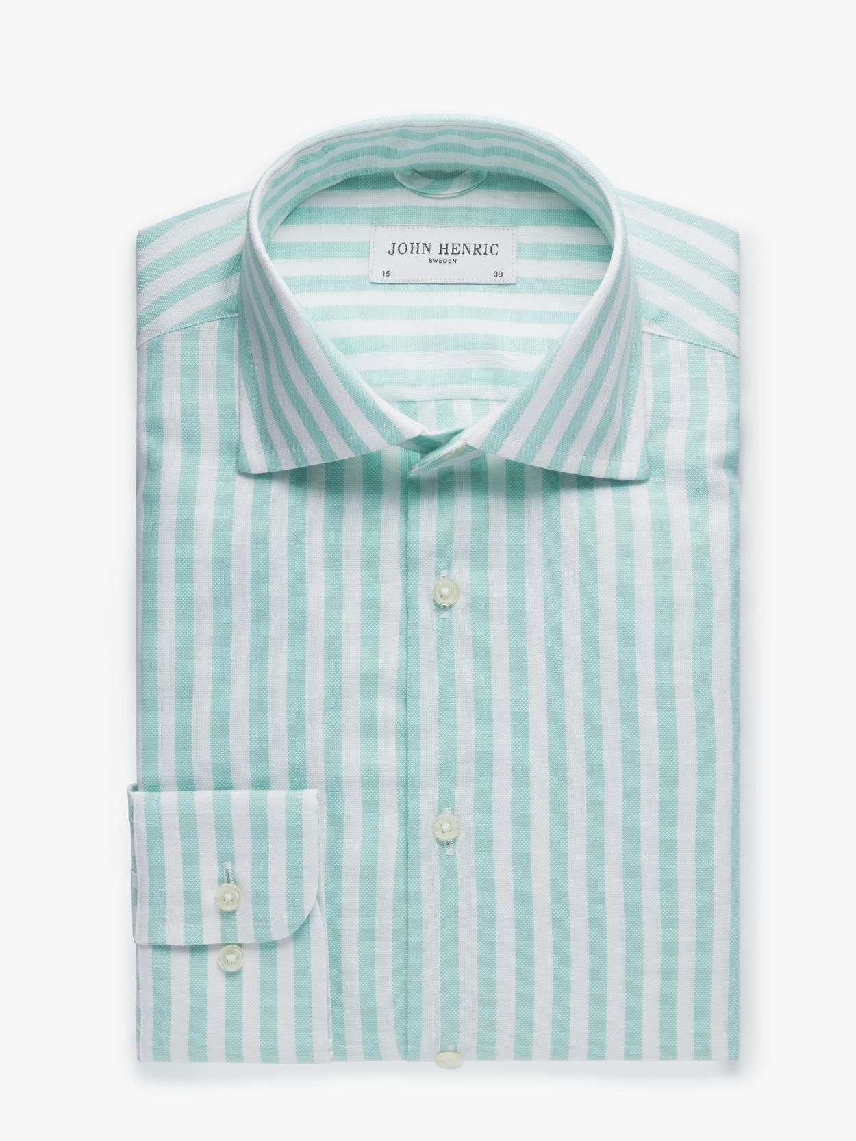 Striped linen shirt with shark collar olive green - Summer shirts