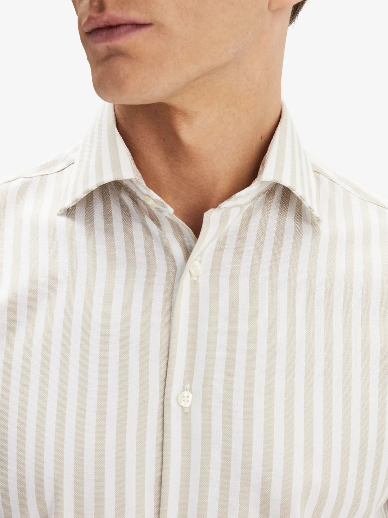 Buy Highlander Beige & White Slim Fit Striped Casual Shirt for Men