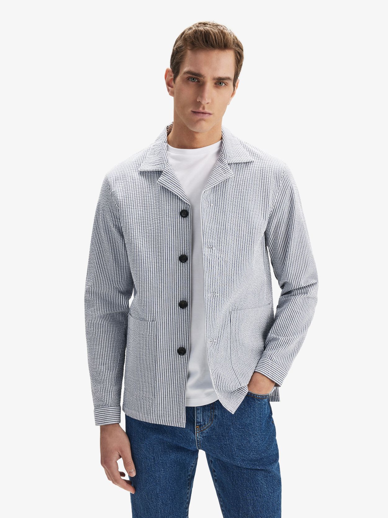 Blau & Weißes Overshirt