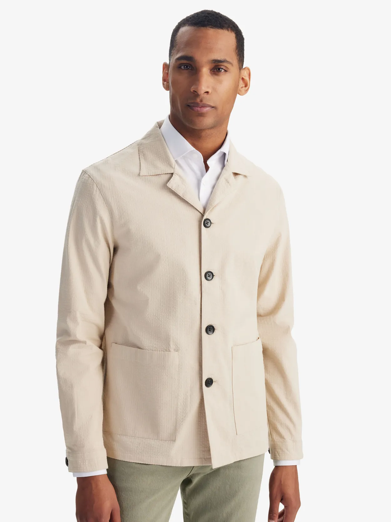 Cream shirt jacket best sale