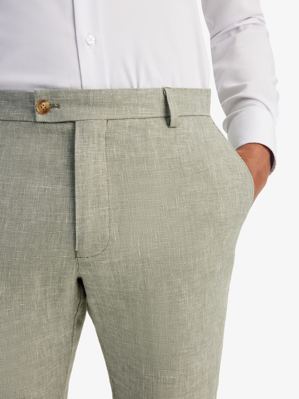 Green Linen Blended Pants