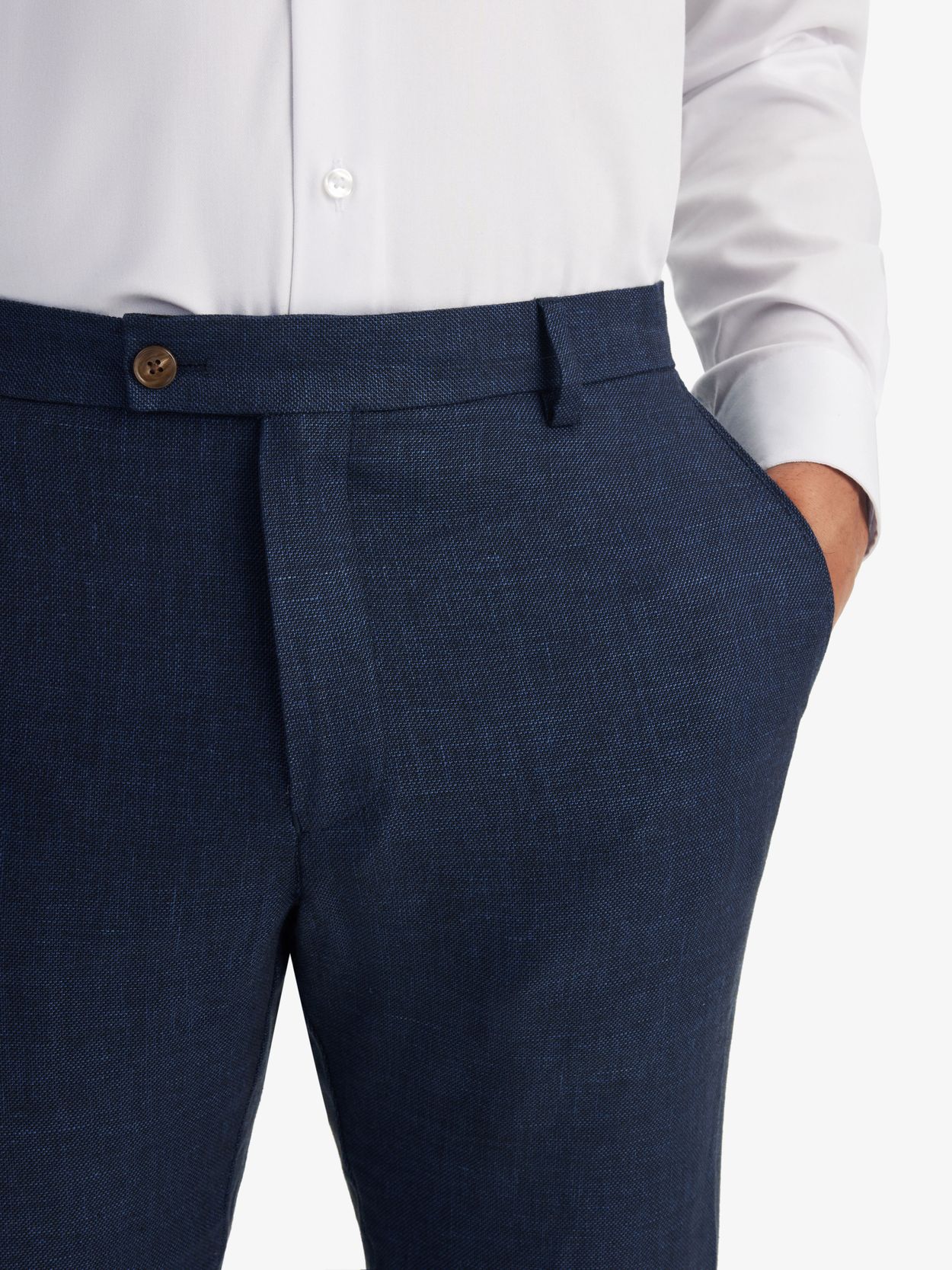 Blue Linen Blended Pants
