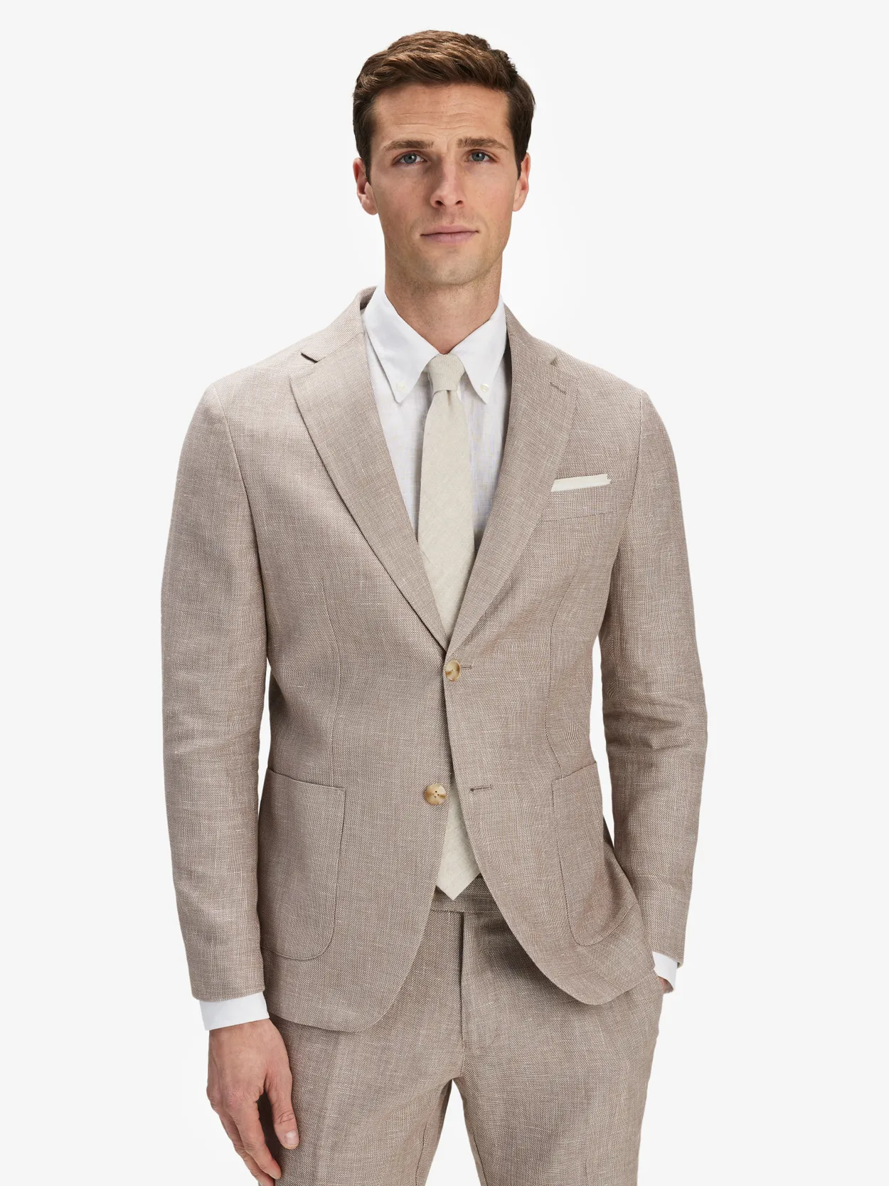 Image number 2 for product Beige Linen Suit & Shirt