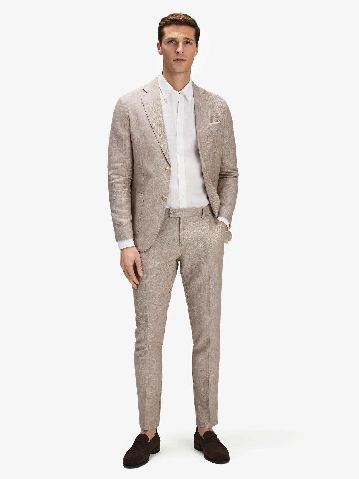 Beige Linen Suit & Shirt