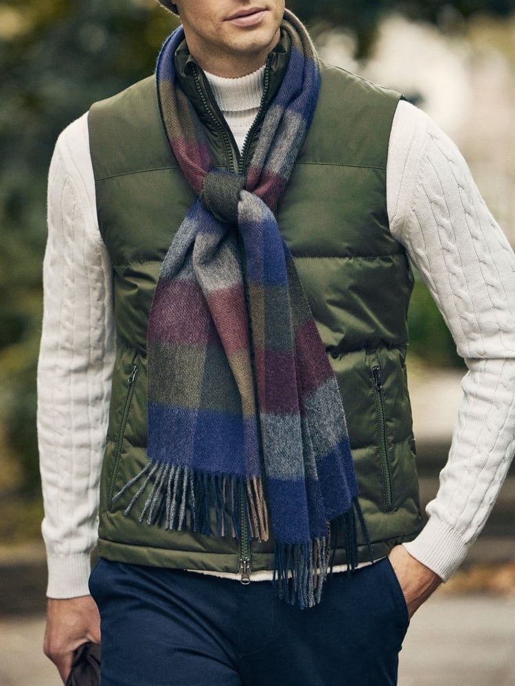 Blue & Burgundy Winter Scarf
