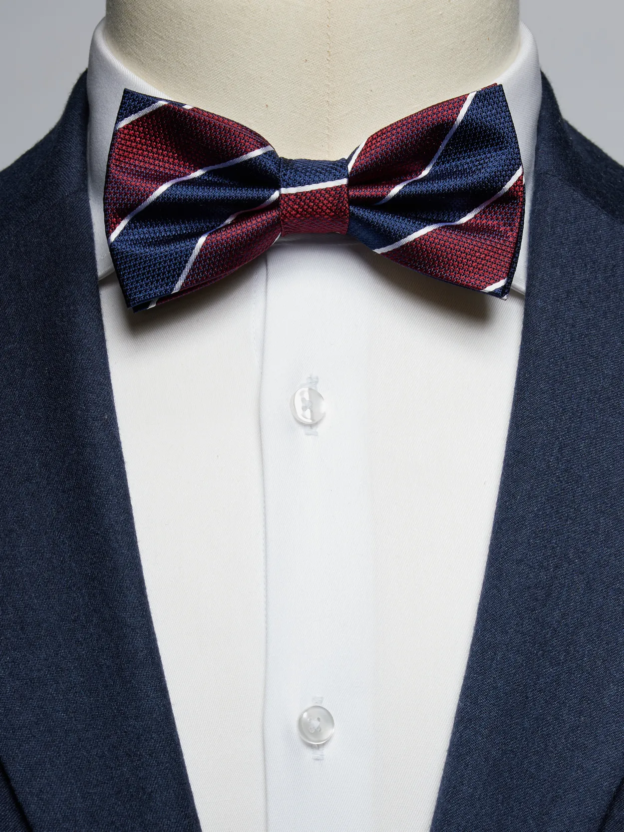 Blue & Burgundy Bow Tie Stripe