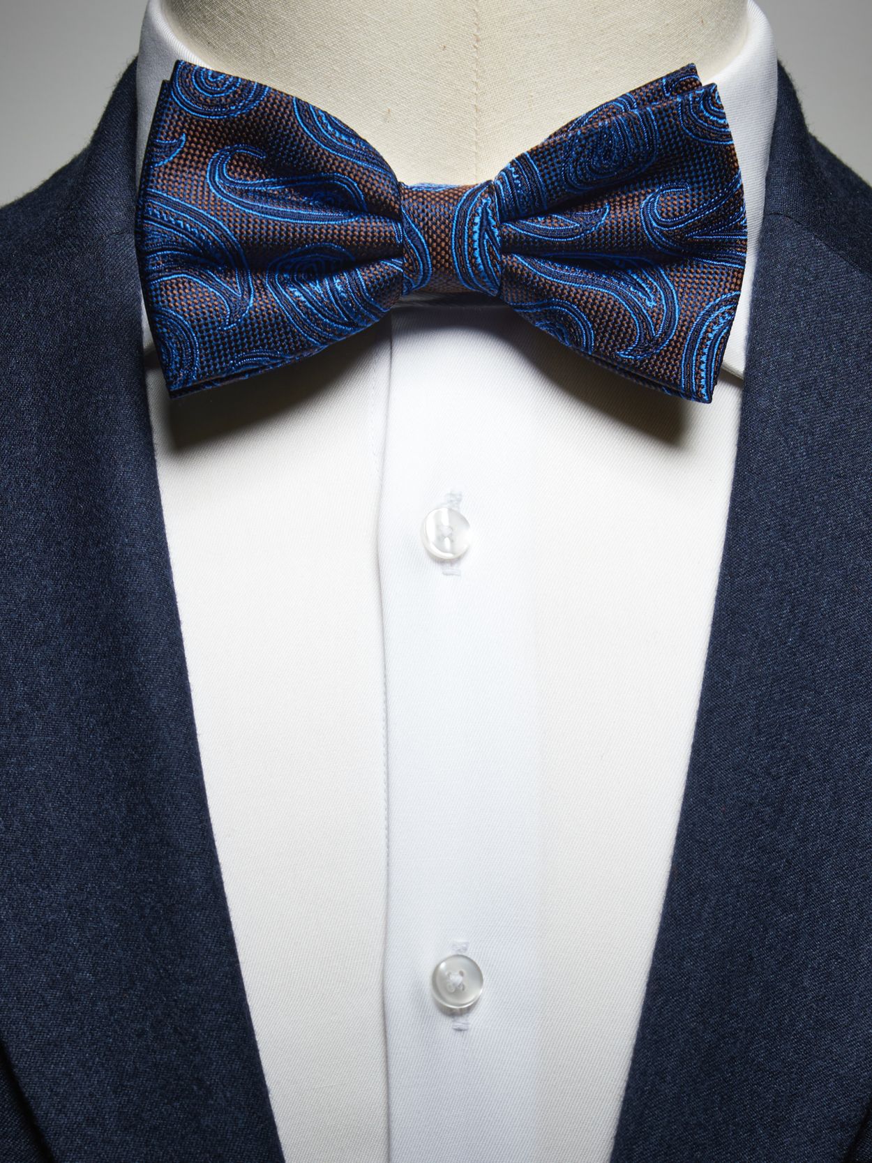 Blue & Beige Bow Tie Paisley