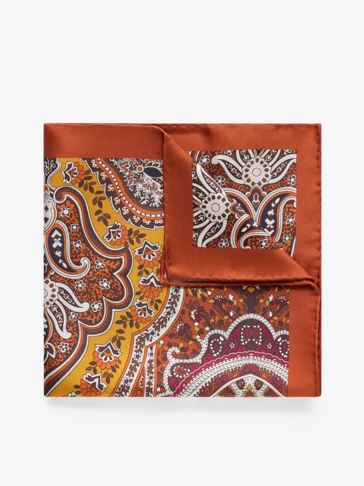 Pochette En Soie Segni Et Disegni - Milano Marine Orange - Fabriquée En Italie - Neuf
