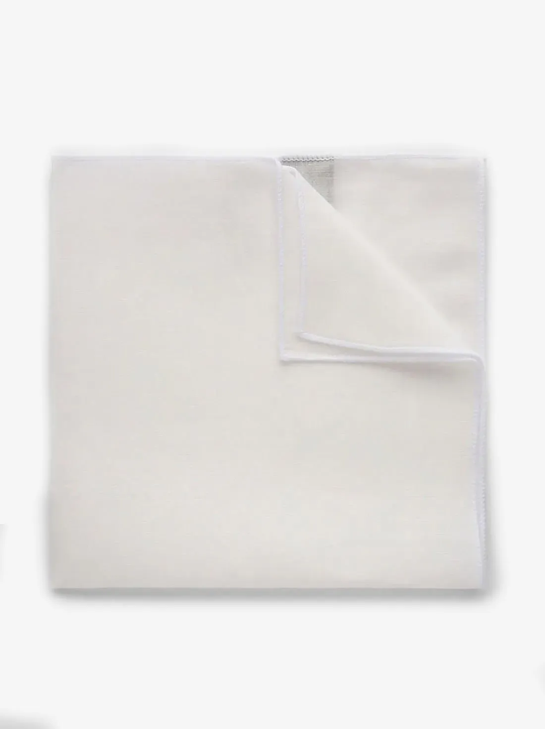 White Pocket Square Linen