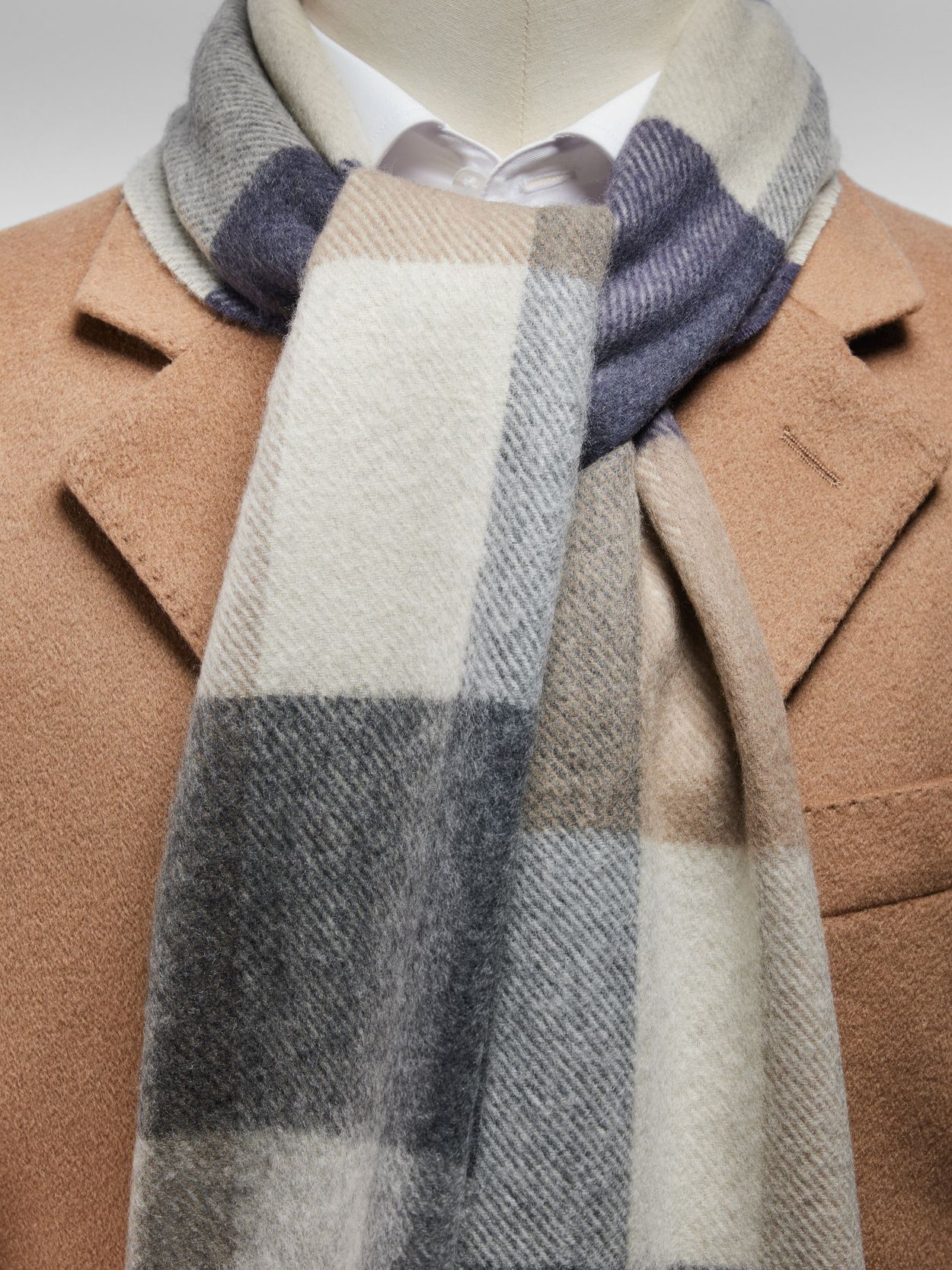 Beige & Blue Cashmere Scarf