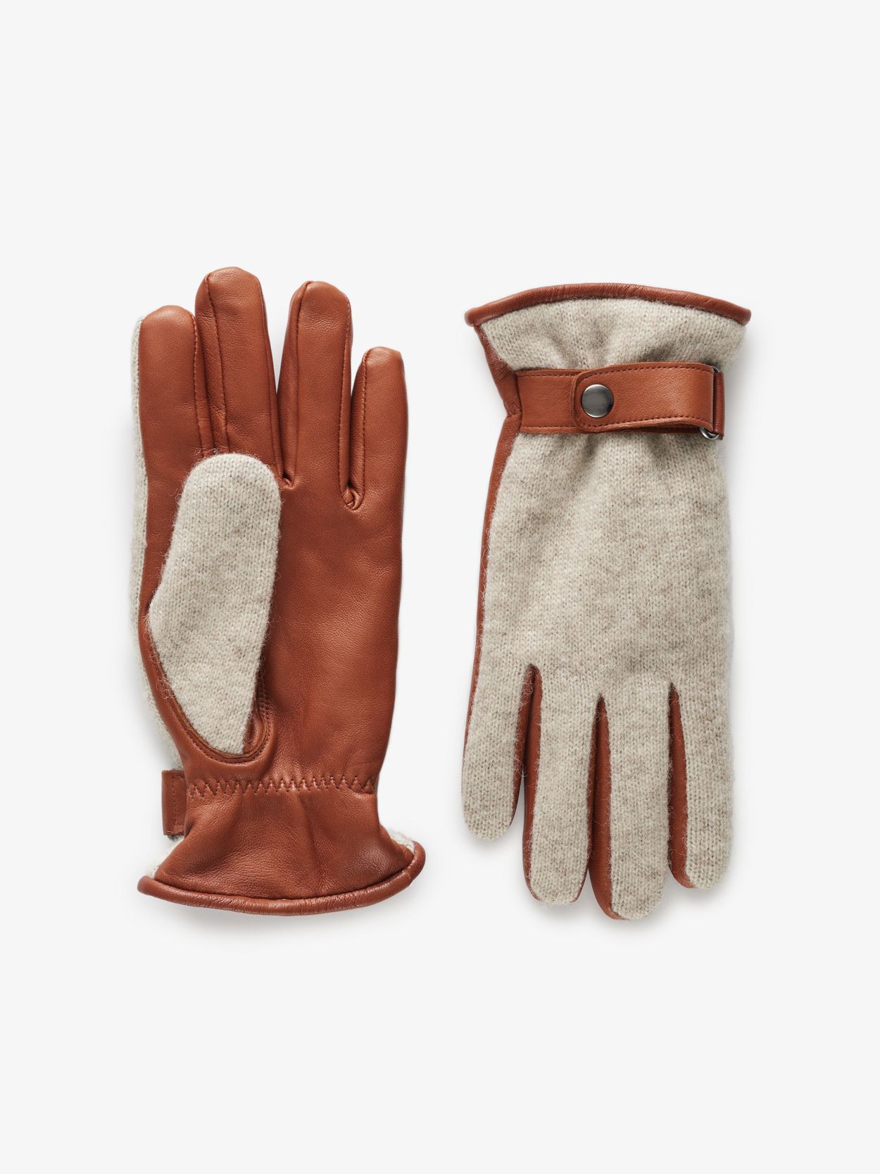 mens brown leather dress gloves Men's Three-Point Cashmere-Lined Leather Gloves, ENGLISH TAN / 9 main image 1