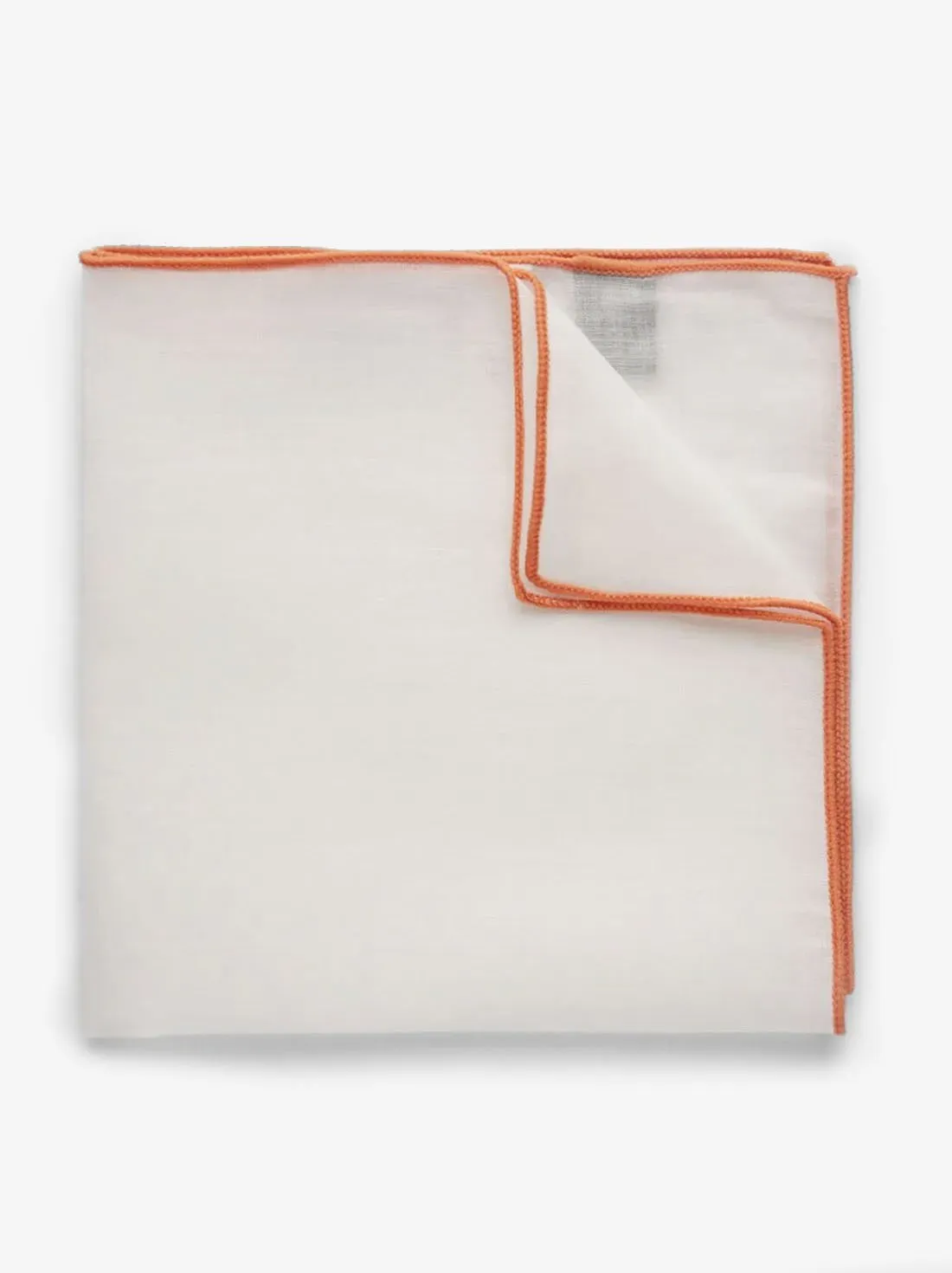 Orange & White Pocket Square Linen