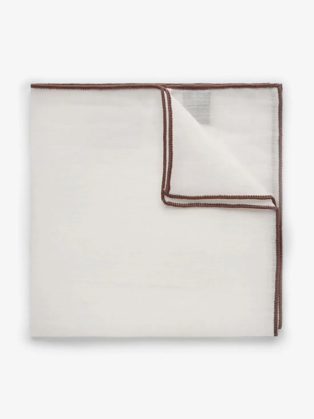 Brown & White Pocket Square Linen