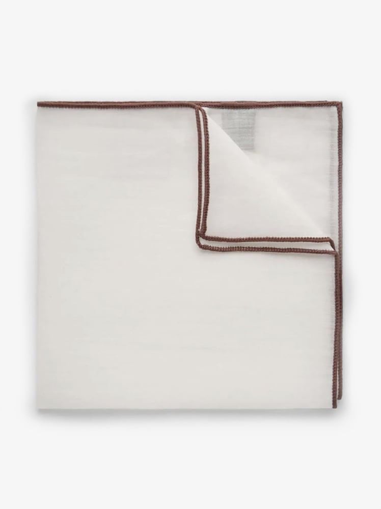 Brown & White Pocket Square