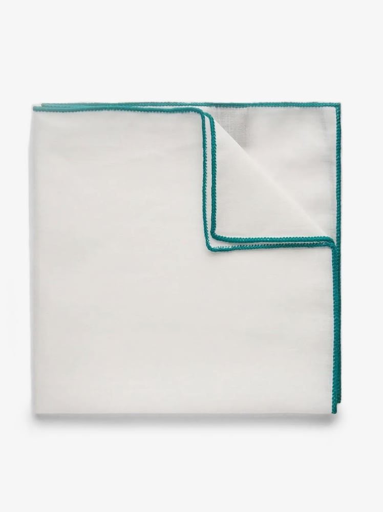 Green & White Pocket Square