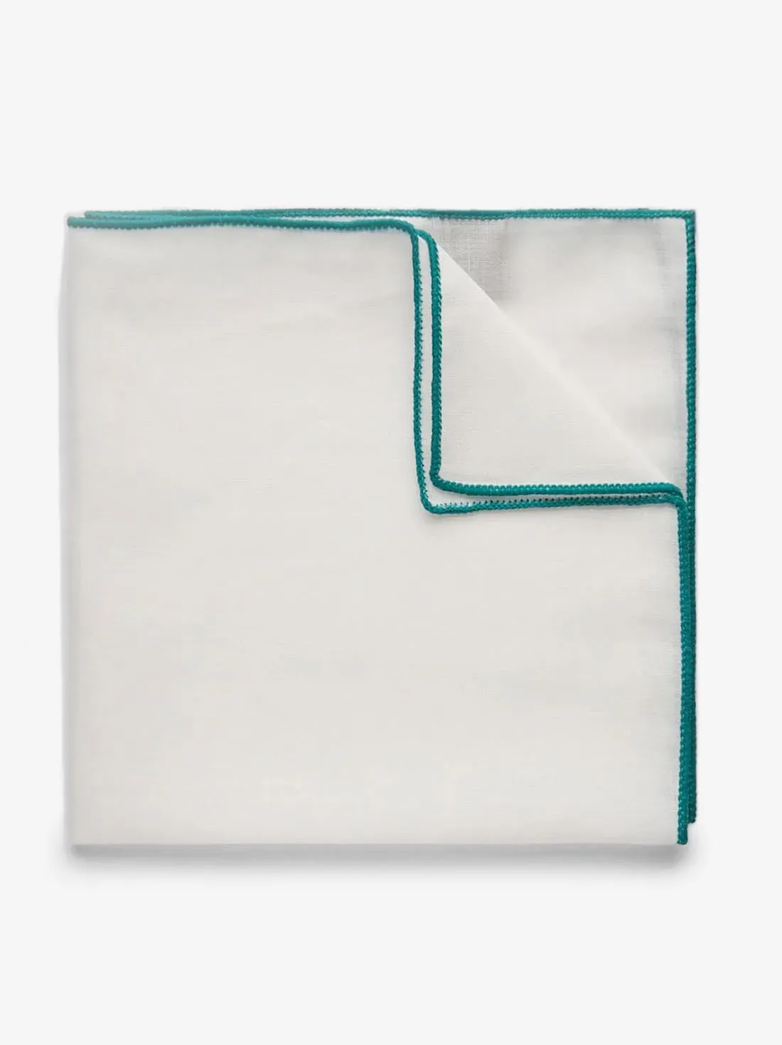Green & White Pocket Square Linen