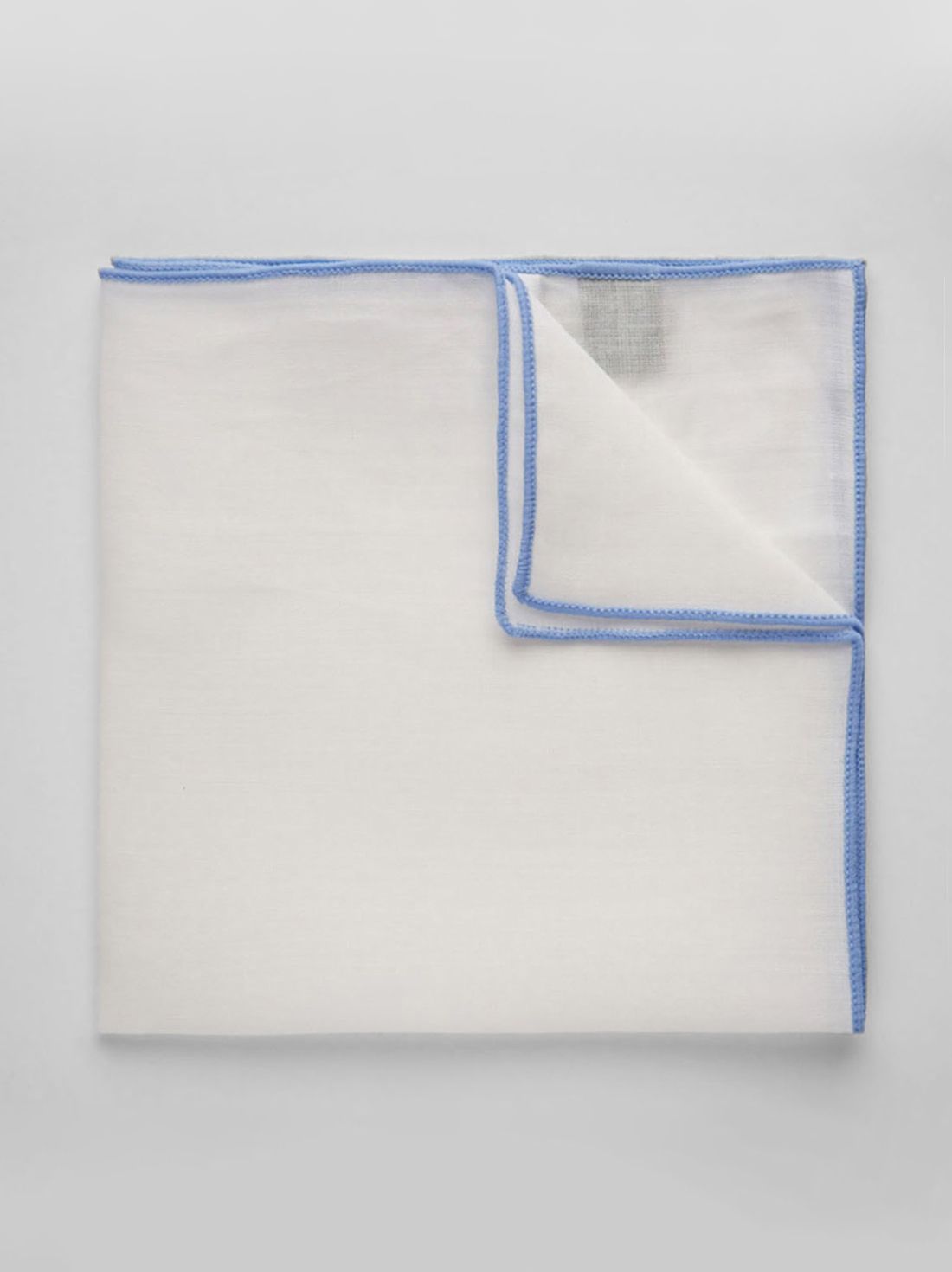 Light Blue & White Pocket Square Linen