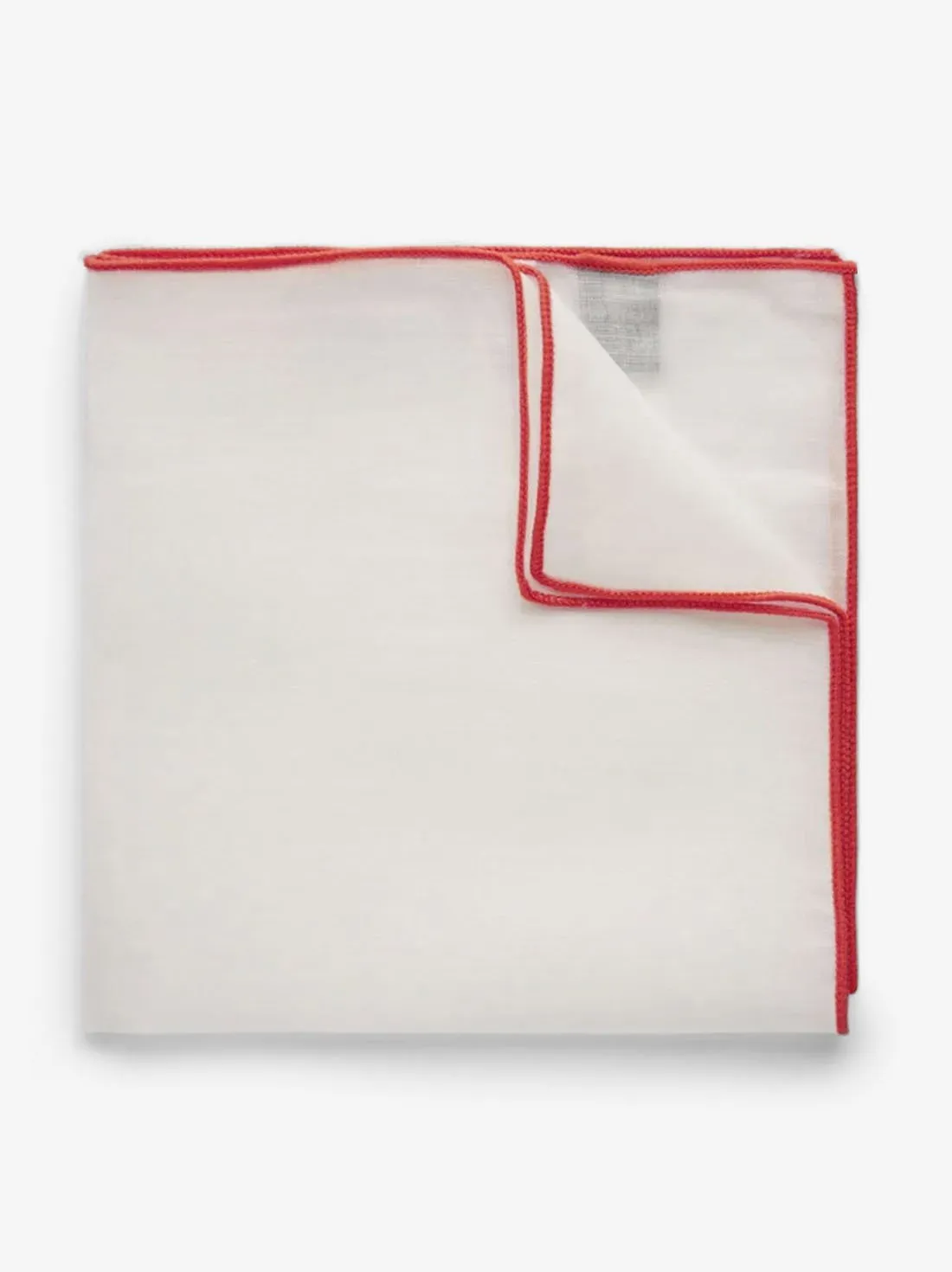 Red & White Pocket Square Linen