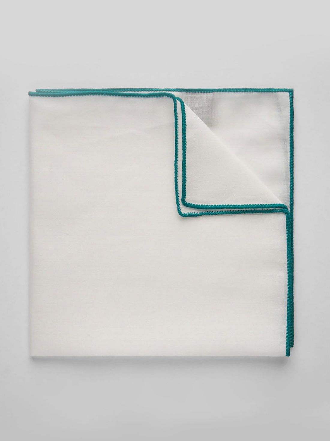 Green & White Pocket Square Linen 