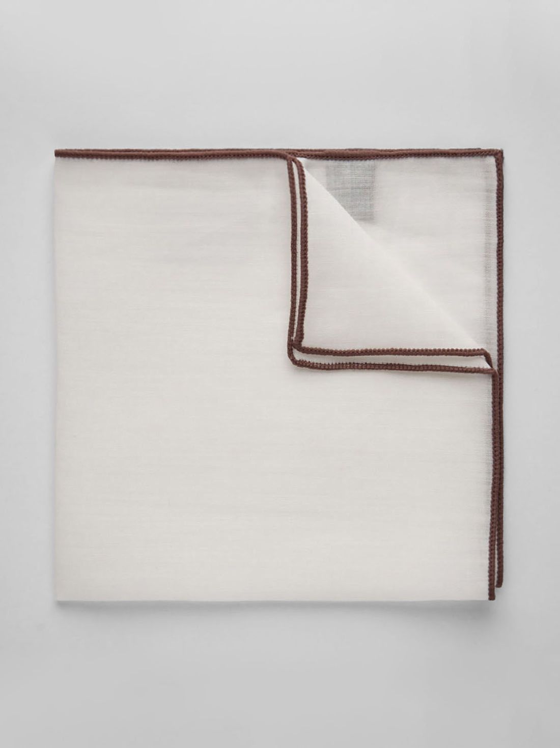 Brown & White Pocket Square Linen