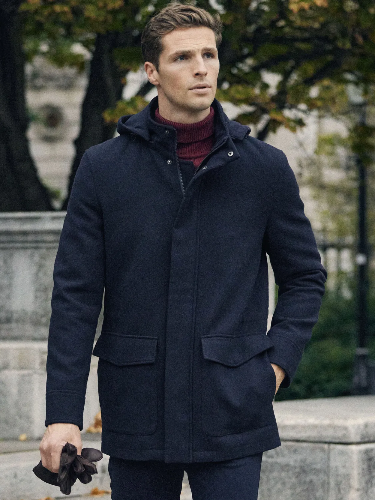 Men's hooded overcoat sale