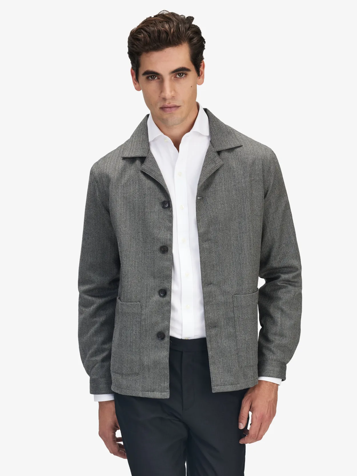 Grey Overshirt Herringbone