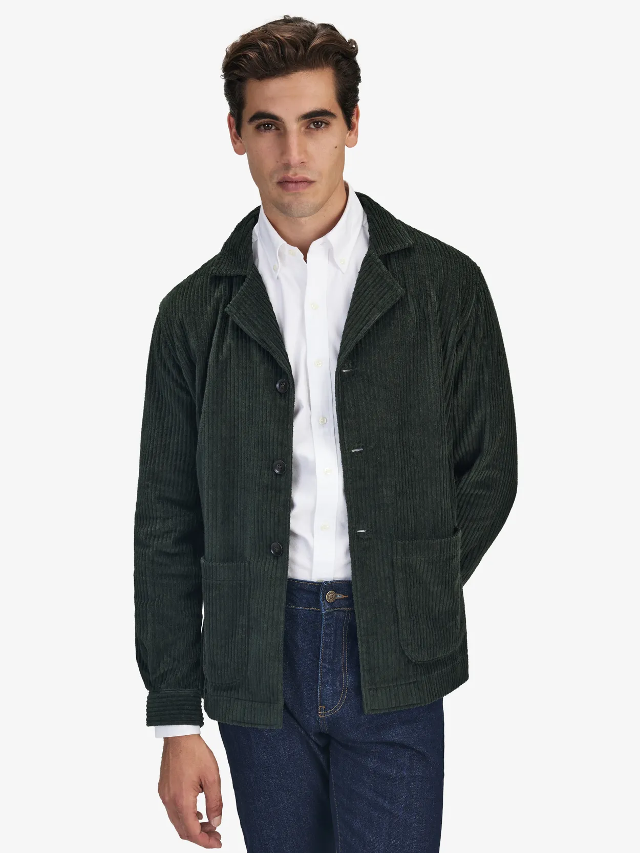 Chore Coat With Corduroy Collar Jacket - Green