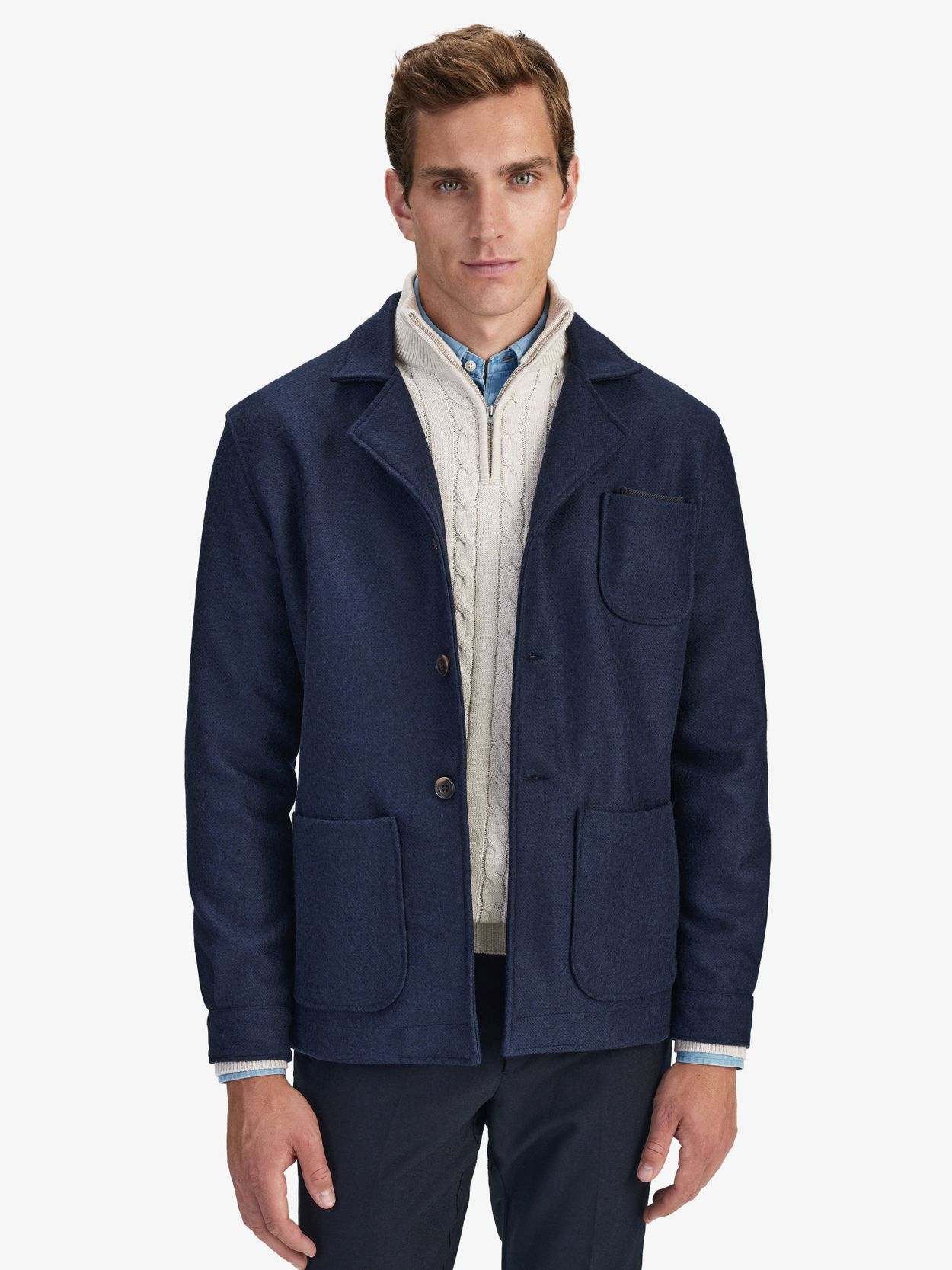 Dark Blue Fleece Shirt Jacket