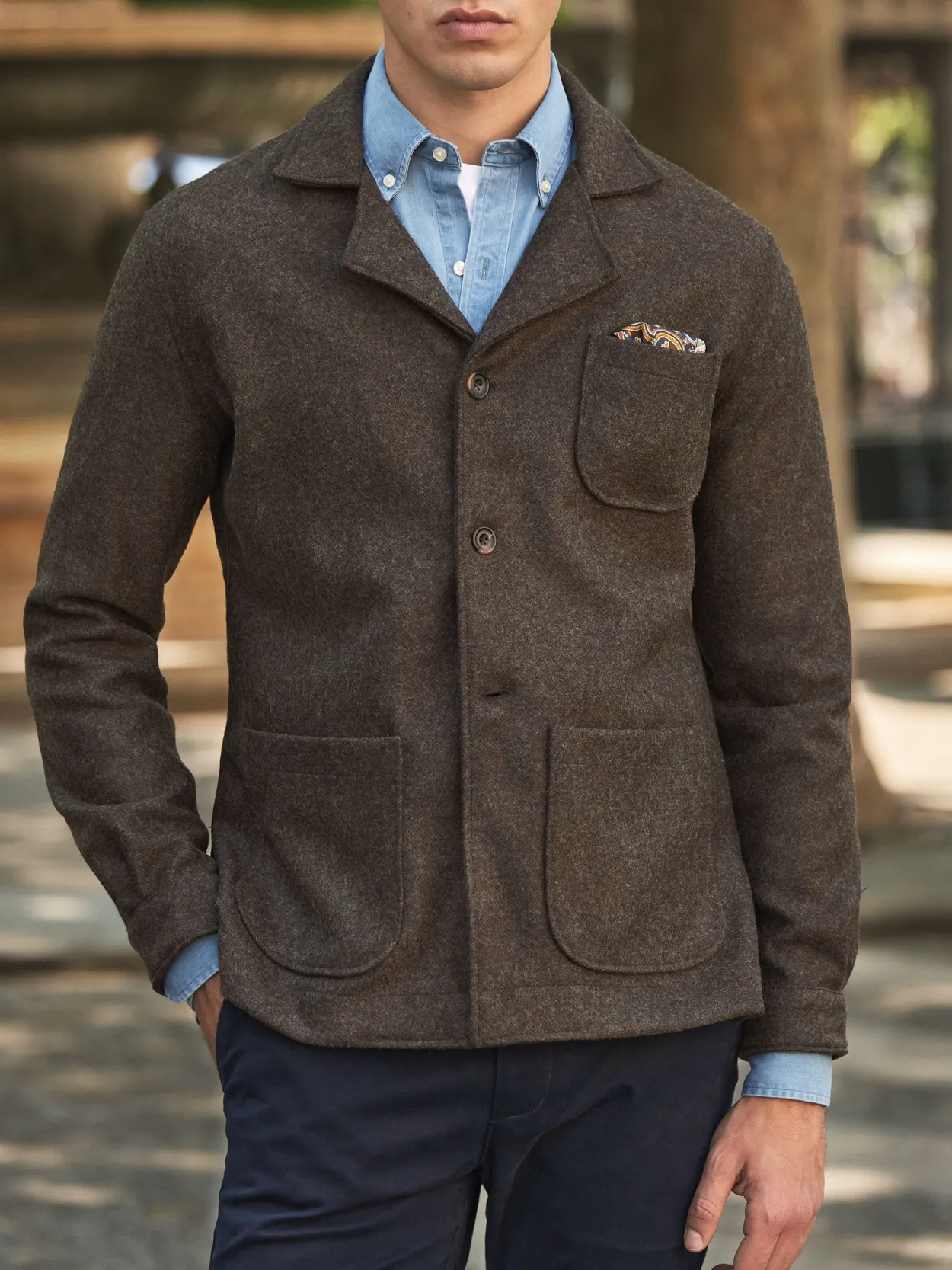 Dark Brown Fleece Shirt Jacket