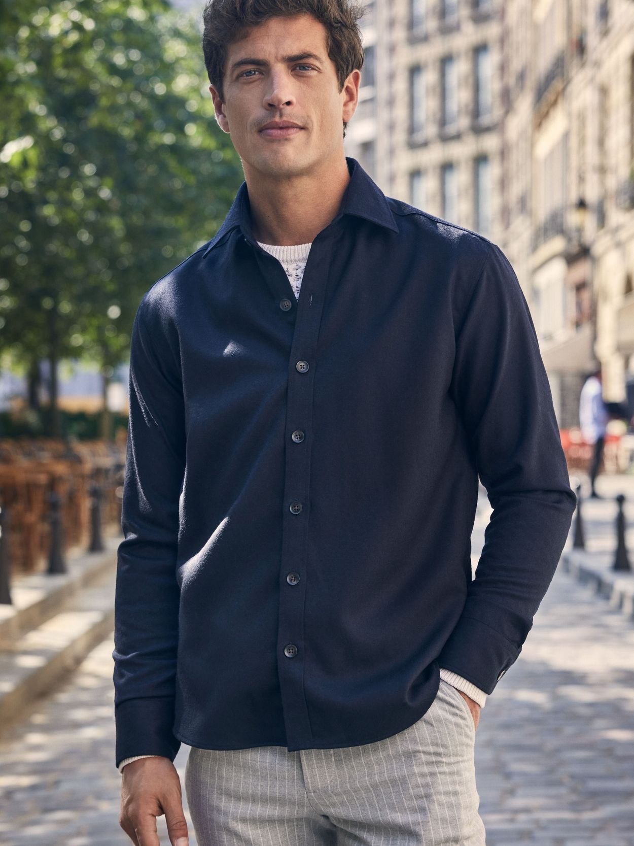 Chemise en Laine Bleu Foncé