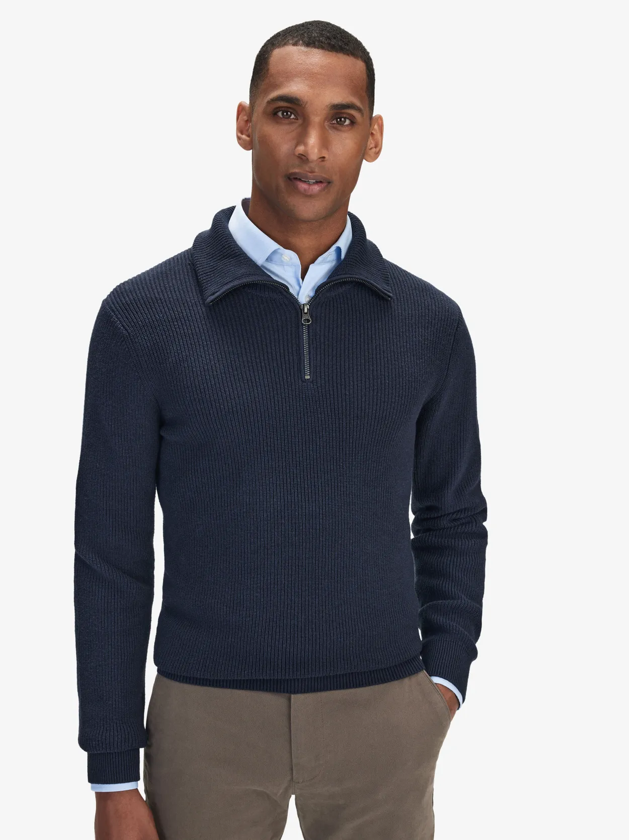 Dark Blue Zipper Sweater