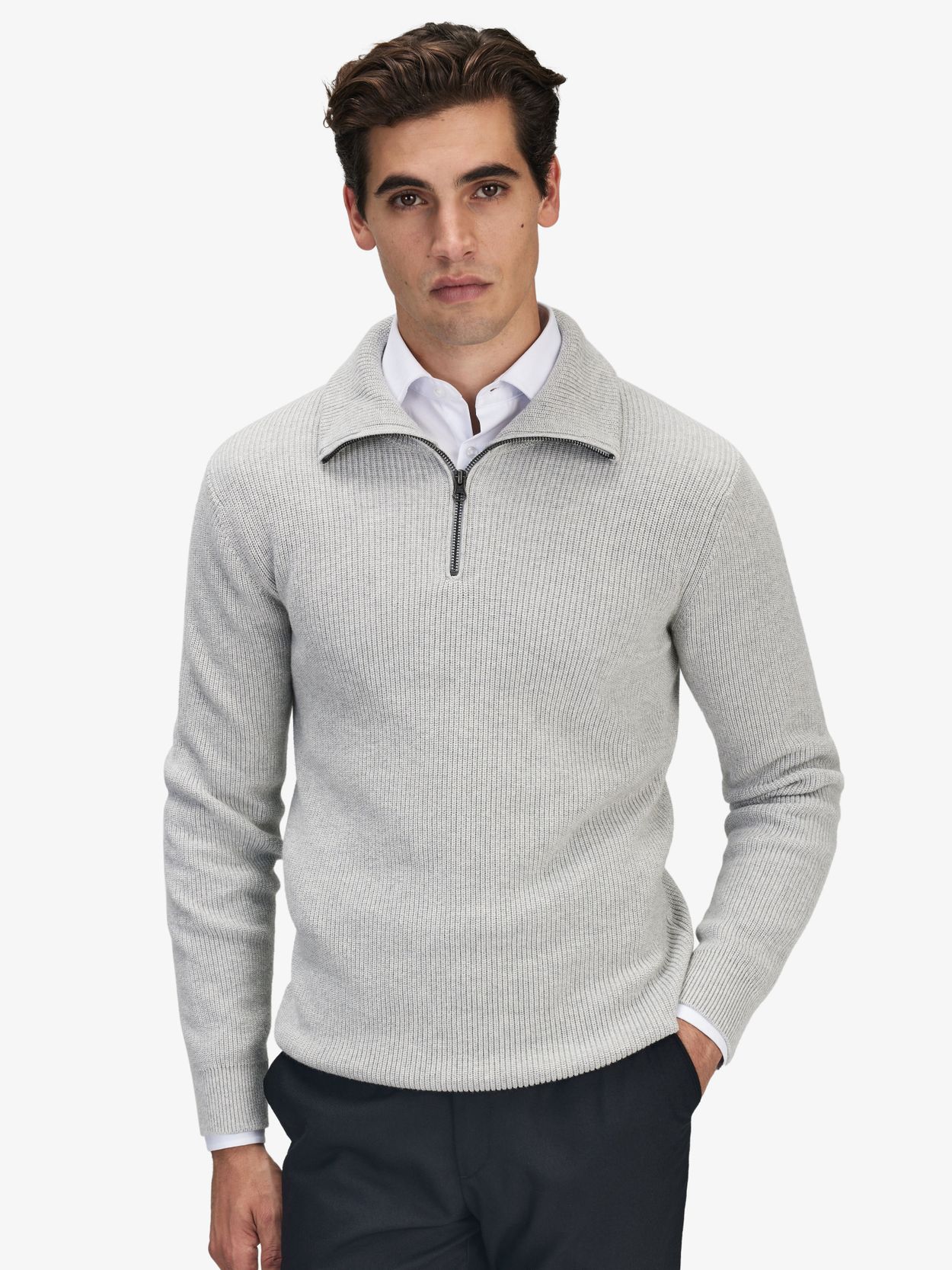 Grey zip up sweater mens hot sale