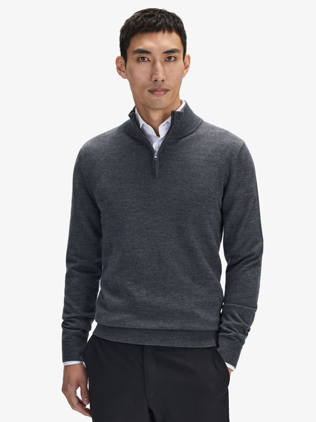 Grauer Merino Pullover